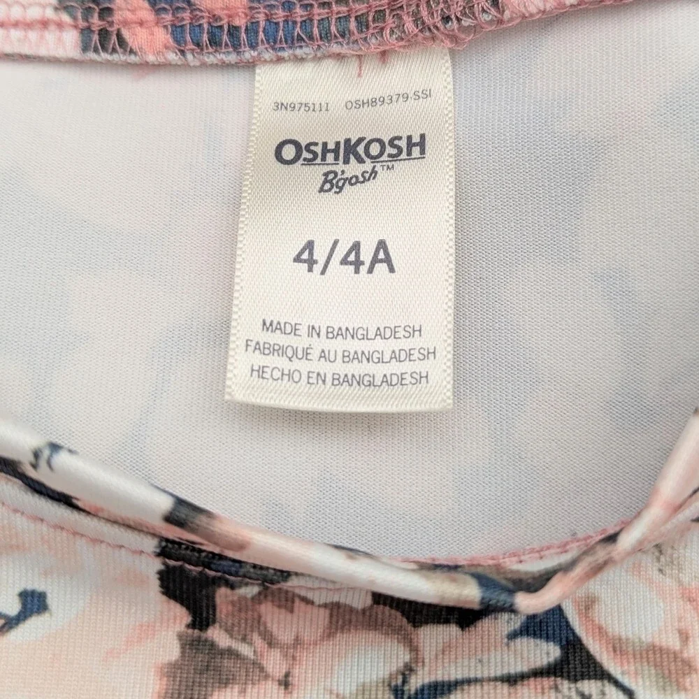 OshKosh B'gosh Girls (Size 4) Colorful Floral Cinched Waist Top/Blouse